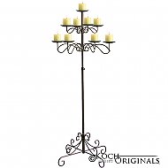 9-Light Tree Floor Candelabra - Pillar Style - Onyx Bronze