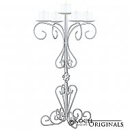 36'' Tall Old World Tabletop Candelabra - Pillar Style - Frosted Silver