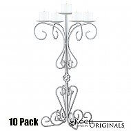 36'' Tall Old World Tabletop Candelabra - Pillar Style - 10 Pack - Frosted Silver