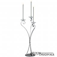 3-Light Swan Candelabra - Traditional Style - Frosted Silver