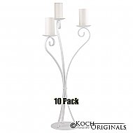 3-Light Swan Candelabra - Pillar Style - 10 Pack - White