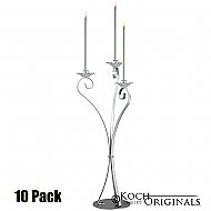 3-Light Swan Candelabra - Traditional Style - 10 Pack - Frosted Silver