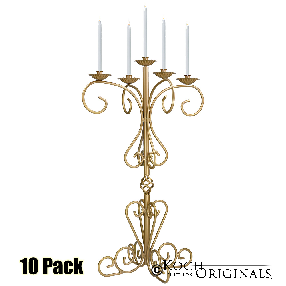 36'' Tall Old World Tabletop Candelabra 10 Pack Gold Leaf