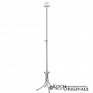 1-Light Freestanding Aisle Candelabra - Pillar Style - Frosted Silver Floor Candle Stand