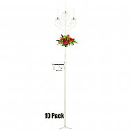 3-Light Aisle Candelabra w/ Quick Clamp - 10 Pack - White