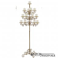 13-Light Tree Floor Candelabra - Pillar Style - Gold Leaf