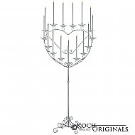 'Quinceanera'' 15 or 16 Light Heart Candelabra - Frosted Silver