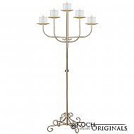 5-Light Fan Floor Candelabra - Pillar Style - Gold Leaf