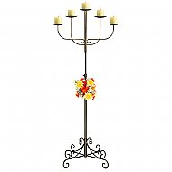 5-Light Fan Floor Candelabra - Pillar Style - Onyx Bronze