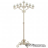 7-Light Fan Floor Candelabra - Pillar Style - Gold Leaf