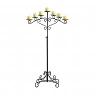 7-Light Fan Floor Candelabra - Pillar Style - Onyx Bronze