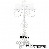 36'' Tall Old World Tabletop Candelabra - Pillar Style - 10 Pack - White