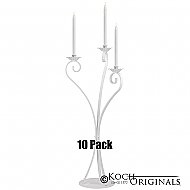 3-Light Swan Candelabra - Traditional Style - 10 Pack - White