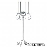 32'' Tall Tabletop Candelabra w/ Flower Bowl - Frosted Silver