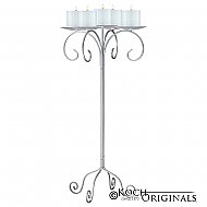32'' Tall Tabletop Candelabra - Pillar Style - Frosted Silver
