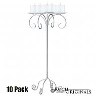 32'' Tall Tabletop Candelabra - Pillar Style - 10 Pack - Frosted Silver
