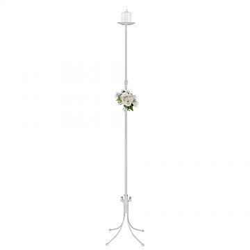 1-Light Freestanding Aisle Candelabra - Pillar Style - White