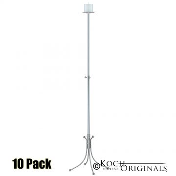1-Light Freestanding Aisle Candelabra - Pillar Style - 10 Pack - Frosted Silver