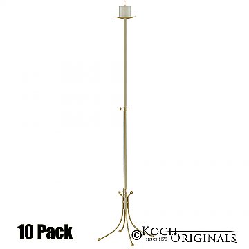 1-Light Freestanding Aisle Candelabra - Pillar Style - 10 Pack - Gold Leaf