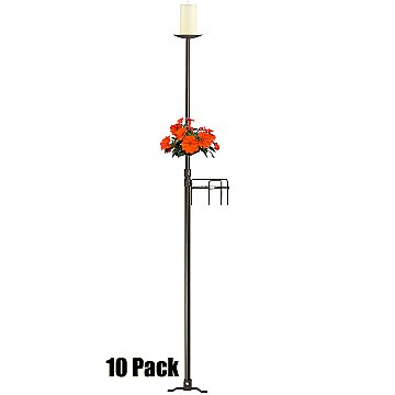 1-Light Aisle Candelabra w/ Quick Clamp - Pillar Style - 10 Pack - Onyx Bronze