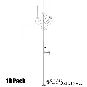 3-Light Aisle Candelabra w/ Quick Clamp - 10 Pack - Frosted Silver