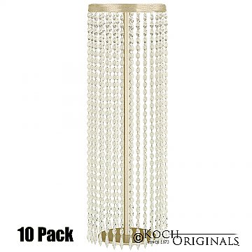 Tabletop Crystal Column - 25'' Tall - 10 Pack - Gold Leaf w/ Clear Crystals