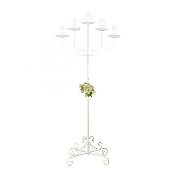 5-Light Fan Floor Candelabra - Pillar Style - White