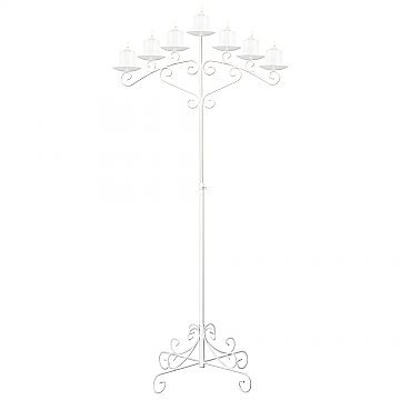 7-Light Fan Floor Candelabra - Pillar Style - White