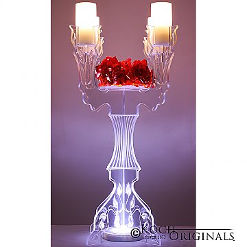 Illuminate Ivy Tabletop Candelabra - 30'' Tall, 4 Light w/ Flower Plate