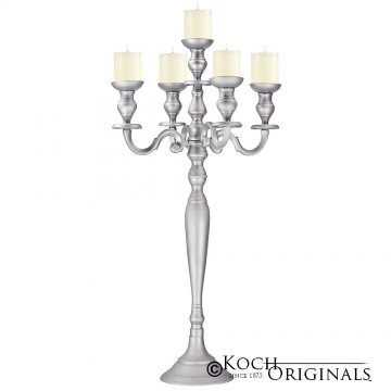 Hierarchy Candelabra - 40'' - 5 light - Frosted Silver