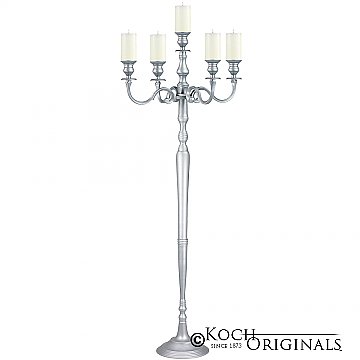Hierarchy Floor Candelabra - 70'' - 5 light - Frosted Silver