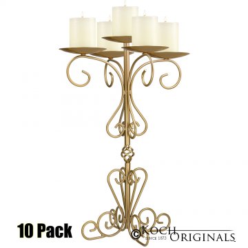 36'' Tall Old World Tabletop Candelabra - Pillar Style - 10 Pack - Gold Leaf