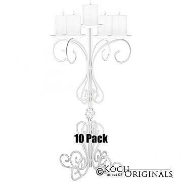 36'' Tall Old World Tabletop Candelabra - Pillar Style - 10 Pack - White