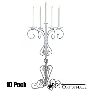 36'' Tall Old World Tabletop Candelabra - 10 Pack - Frosted Silver