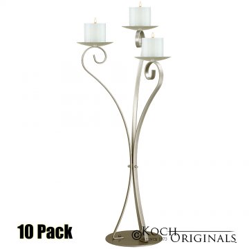 3-Light Swan Candelabra - Pillar Style - 10 Pack - Gold Leaf