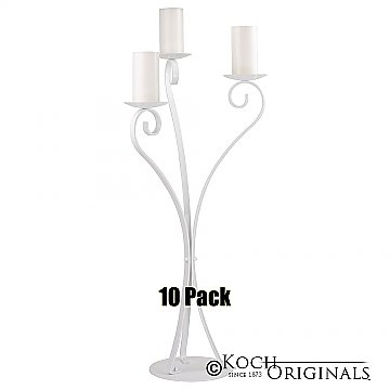 3-Light Swan Candelabra - Pillar Style - 10 Pack - White