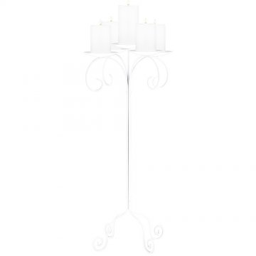 32'' Tall Tabletop Candelabra - Pillar Style - White