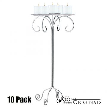32'' Tall Tabletop Candelabra - Pillar Style - 10 Pack - Frosted Silver