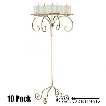 32'' Tall Tabletop Candelabra - Pillar Style - 10 Pack - Gold Leaf
