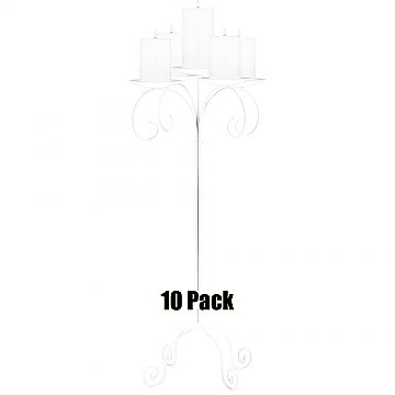 32'' Tall Tabletop Candelabra - Pillar Style - 10 Pack - White