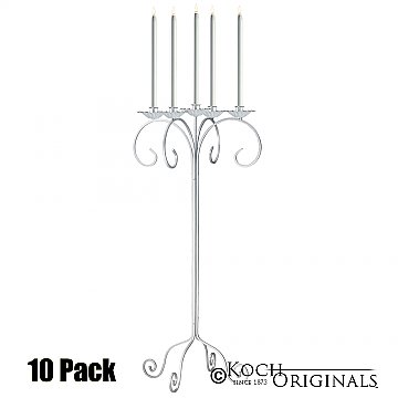 32'' Tall Tabletop Candelabra - 10 Pack - Frosted Silver